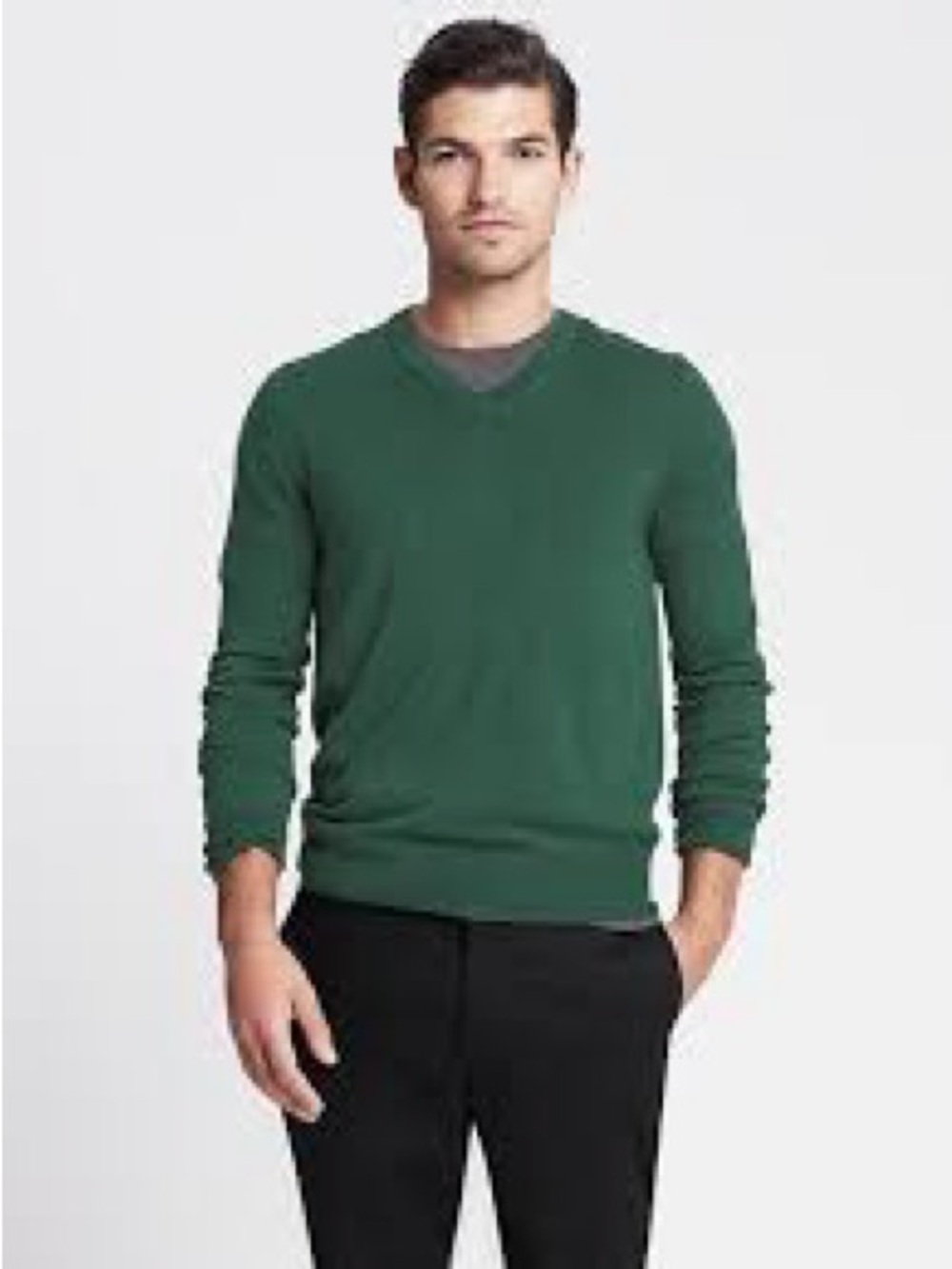 Banana Republic Luxury Blend Silk Cashmere V-Neck Sweater Green Size XL